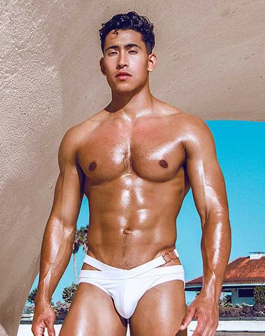 2EROS Swimwear^Blk Double Strap Swim Brief-White