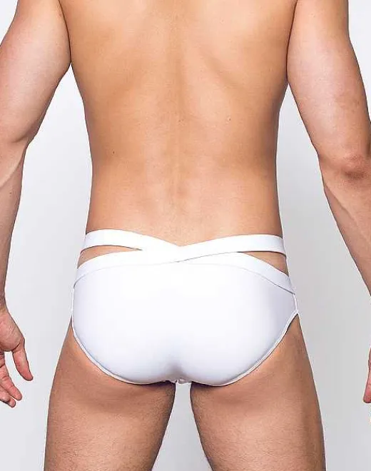 2EROS Swimwear^Blk Double Strap Swim Brief-White