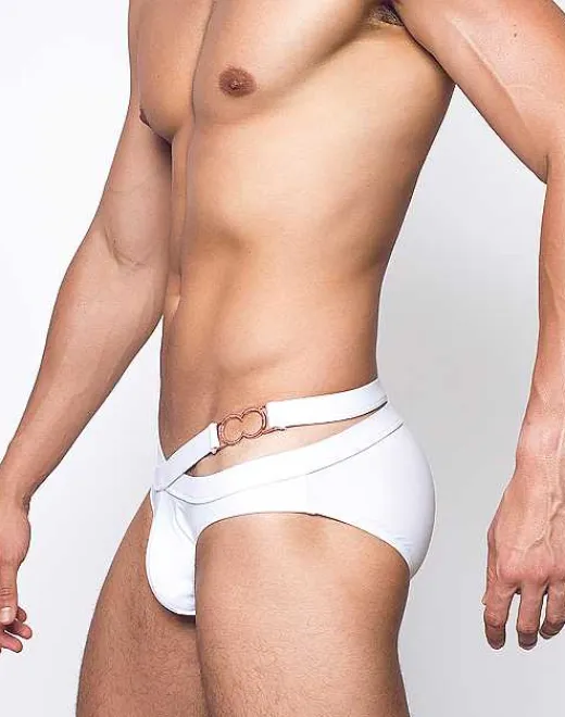 2EROS Swimwear^Blk Double Strap Swim Brief-White