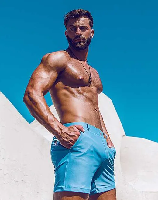 2EROS Sustainable Beachwear^S60 Bondi Shorts-Faded Denim (Series 3)