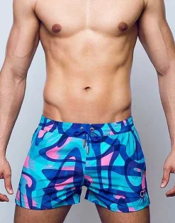 2EROS Sustainable Beachwear^S50 Print Shorts-Kai Blue