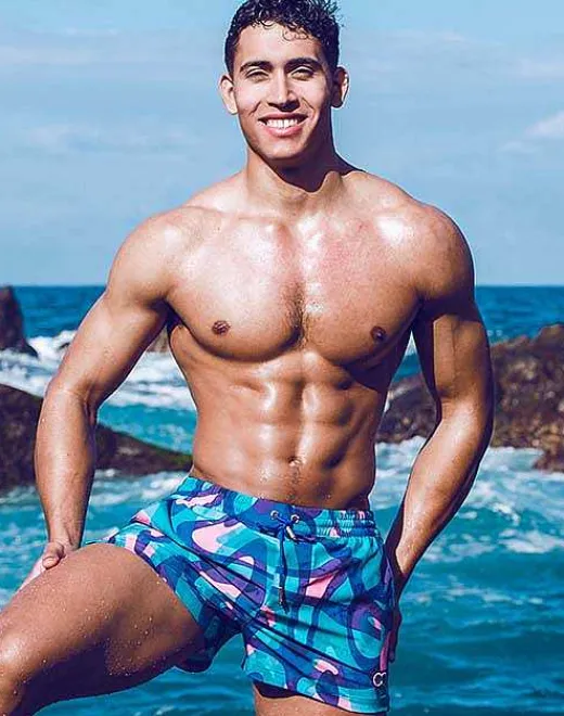 2EROS Sustainable Beachwear^S50 Print Shorts-Kai Blue