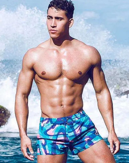 2EROS Sustainable Beachwear^S50 Print Shorts-Kai Blue