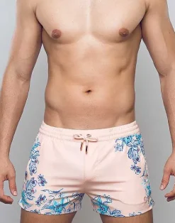2EROS Sustainable Beachwear^S50 Print Swim Shorts-Tahiti Peach