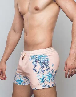 2EROS Sustainable Beachwear^S50 Print Swim Shorts-Tahiti Peach