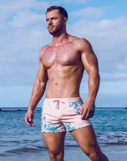 2EROS Beach Shorts^S50 Print Swim Shorts-Tahiti Peach