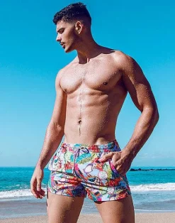 2EROS Beach Shorts^S50 Print Swimshorts-Aves Purple