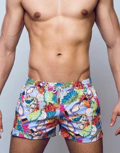 2EROS Beach Shorts^S50 Print Swimshorts-Aves Purple