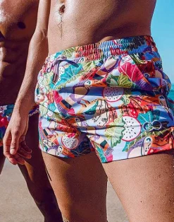 2EROS Beach Shorts^S50 Print Swimshorts-Aves Purple