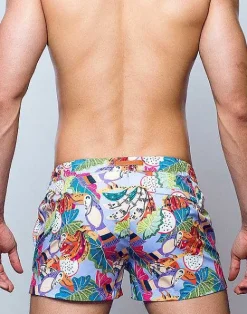 2EROS Beach Shorts^S50 Print Swimshorts-Aves Purple