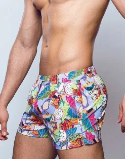 2EROS Sustainable Beachwear^S50 Print Swimshorts-Aves Purple