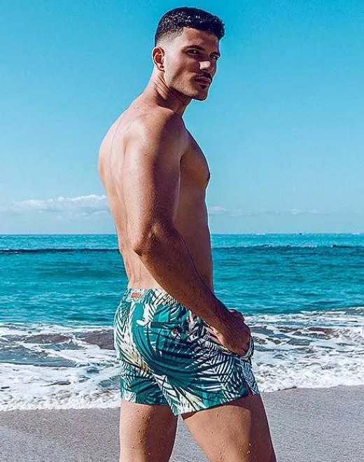 2EROS Beach Shorts^S50 Print Swimshorts-Feuille Green