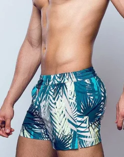 2EROS Sustainable Beachwear^S50 Print Swimshorts-Feuille Green