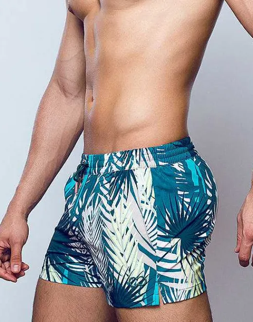 2EROS Sustainable Beachwear^S50 Print Swimshorts-Feuille Green