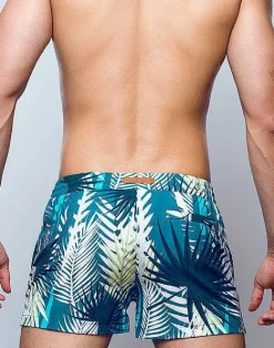 2EROS Sustainable Beachwear^S50 Print Swimshorts-Feuille Green
