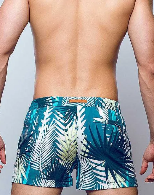 2EROS Sustainable Beachwear^S50 Print Swimshorts-Feuille Green