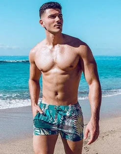 2EROS Sustainable Beachwear^S50 Print Swimshorts-Feuille Green