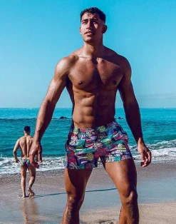 2EROS Beach Shorts^S50 Print Swimshorts-Monstera Black