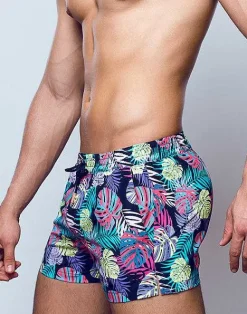 2EROS Beach Shorts^S50 Print Swimshorts-Monstera Black