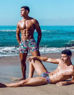 2EROS Sustainable Beachwear^S50 Print Swimshorts-Monstera Black