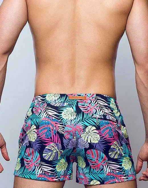 2EROS Sustainable Beachwear^S50 Print Swimshorts-Monstera Black