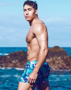 2EROS Sustainable Beachwear^V60 Bondi Print Swim Trunks-Kai Blue
