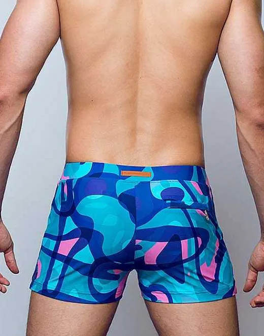 2EROS Sustainable Beachwear^V60 Bondi Print Swim Trunks-Kai Blue