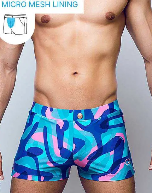 2EROS Swimwear^V60 Bondi Print Swim Trunks-Kai Blue