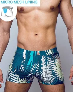 2EROS Swimwear^V60 Bondi Print Swim Trunks-Feuille Green