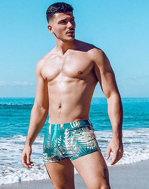 2EROS Sustainable Beachwear^V60 Bondi Print Swim Trunks-Feuille Green