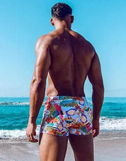 2EROS Sustainable Beachwear^V60 Bondi Print Swim Trunks-Aves Purple