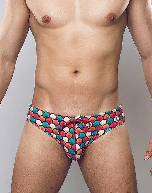 2EROS Sustainable Beachwear^V10 Print Swim Brief-Retro Red