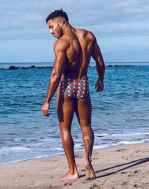 2EROS Sustainable Beachwear^V10 Print Swim Brief-Retro Red