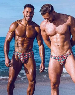 2EROS Sustainable Beachwear^V10 Print Swim Brief-Retro Red