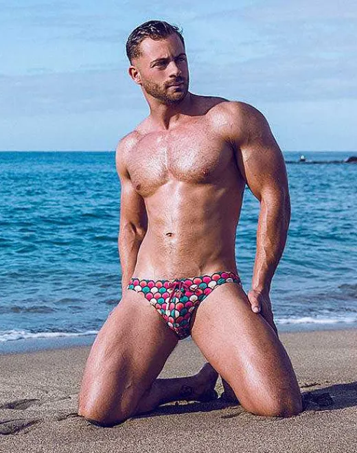 2EROS Sustainable Beachwear^V20 Print Swim Brief-Retro Red