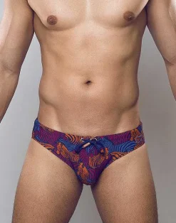 2EROS Sustainable Beachwear^V10 Print Swim Brief-Stallion Navy