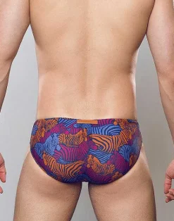 2EROS Sustainable Beachwear^V10 Print Swim Brief-Stallion Navy