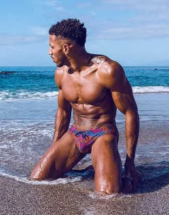 2EROS Sustainable Beachwear^V10 Print Swim Brief-Stallion Navy