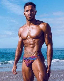 2EROS Swimwear^V10 Print Swim Brief-Stallion Navy