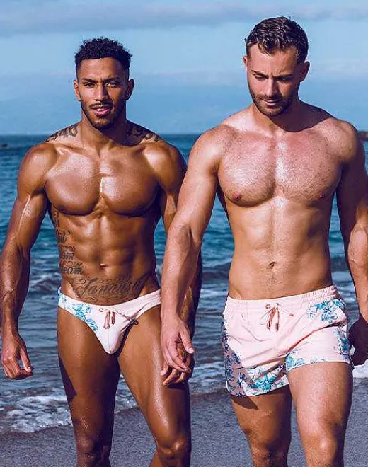 2EROS Sustainable Beachwear^V20 Print Swim Brief-Tahiti Peach
