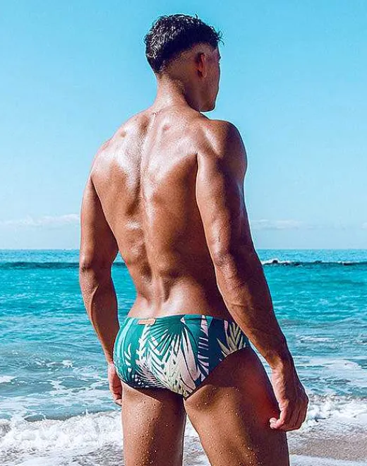 2EROS Sustainable Beachwear^V10 Print Swimwear-Feuille Green