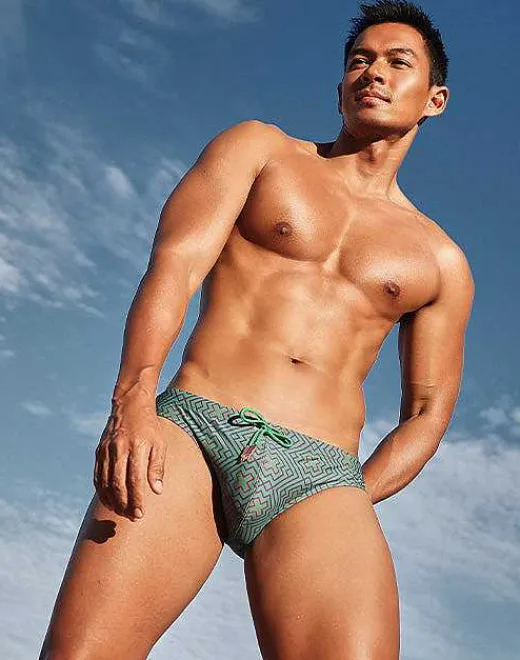 2EROS Sustainable Beachwear^V10 Print Swimwear-Jade