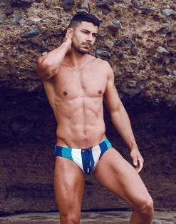 2EROS Sustainable Beachwear^V10 Print Swimwear-Stripes